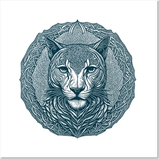 Monochrome Mountain Lion Portrait Posters and Art